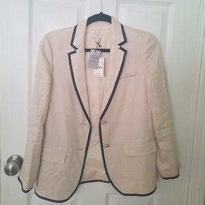 NWT J Crew Offwhite black Trim Blazer petite